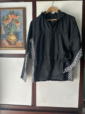 Vans Black and White Checkerboard Pullover Hooded Jacket